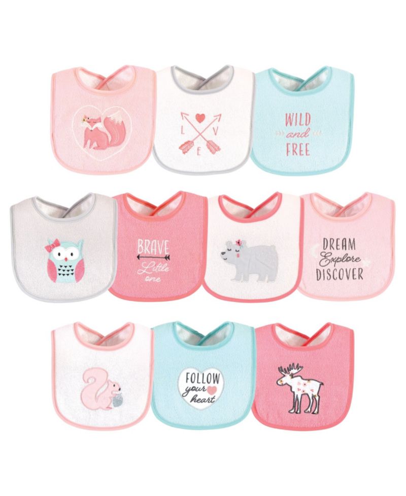 Girls Cotton Terry Drooler Bibs with Fiber Filling