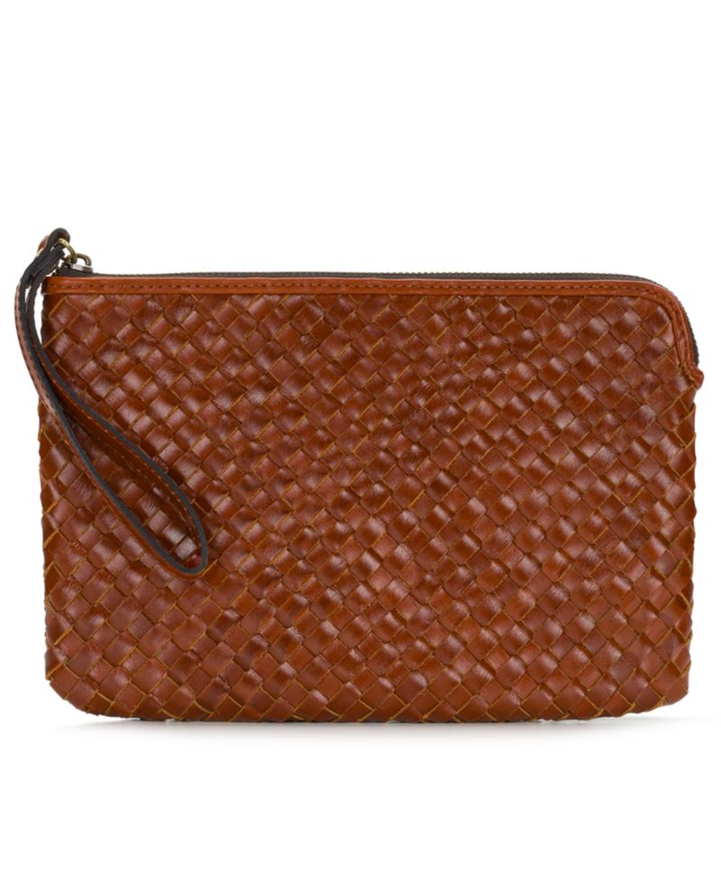 Leisha Woven Leather Zip-Top Wristlet