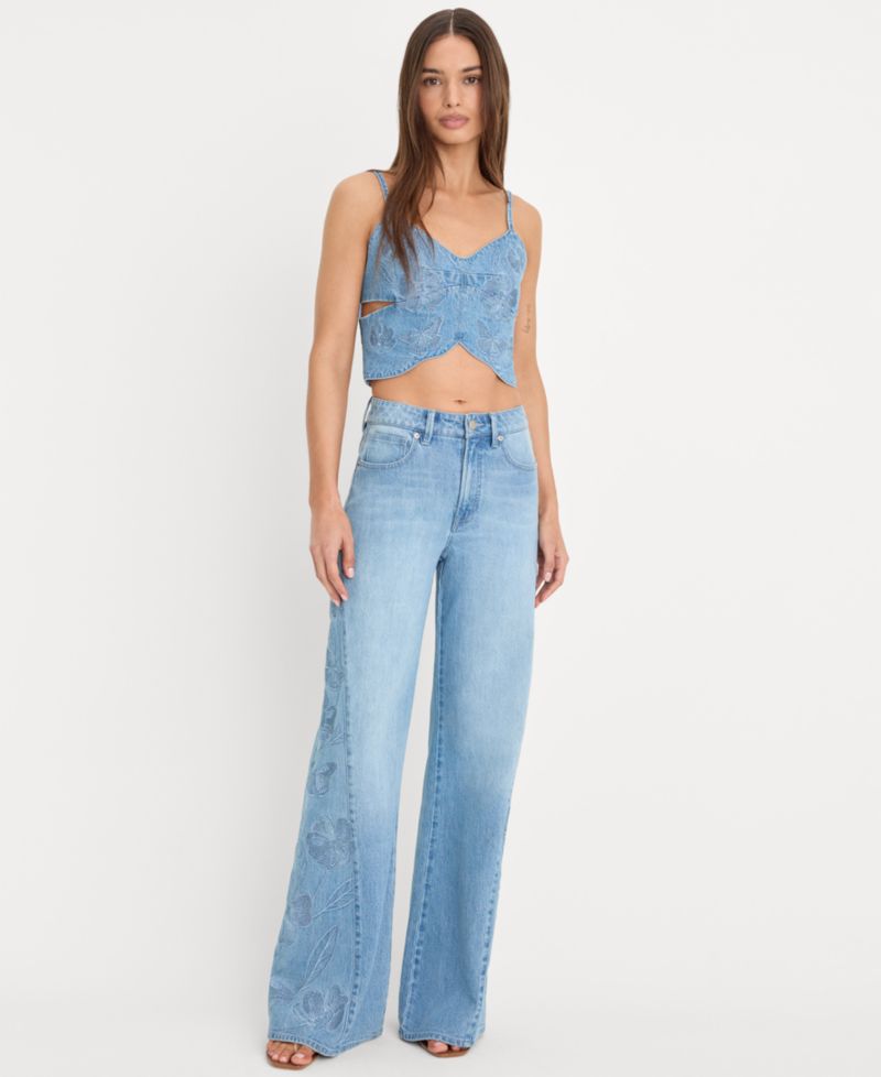 Women's Dolly Joleans High-Rise Wide-Leg Embroidered Jeans