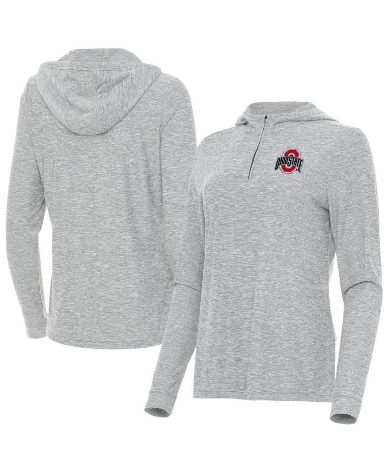 Women's Heather Gray Ohio State Buckeyes Daybreak Quarter-Zip Hoodie