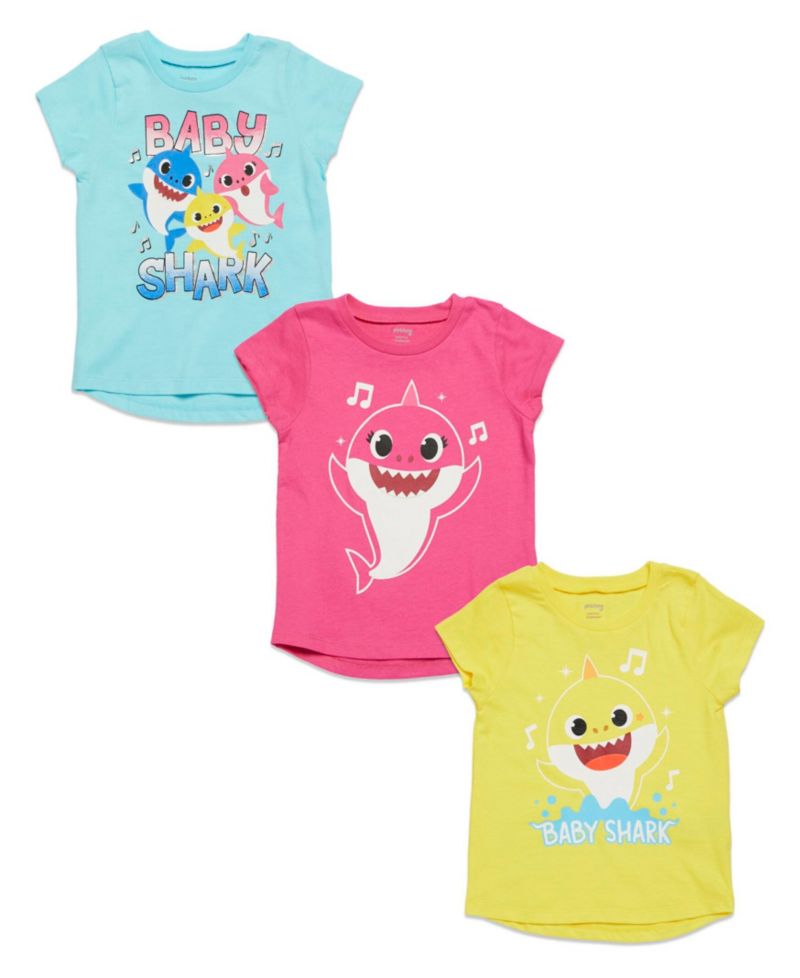 Baby Girls Pinkfong Shark 3 Pack T-Shirts