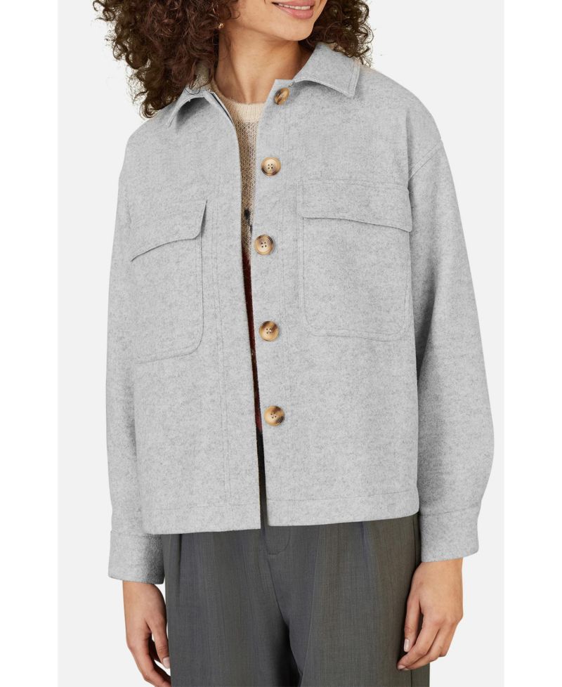 Women's Textured Finish Patch Pocket Shacket