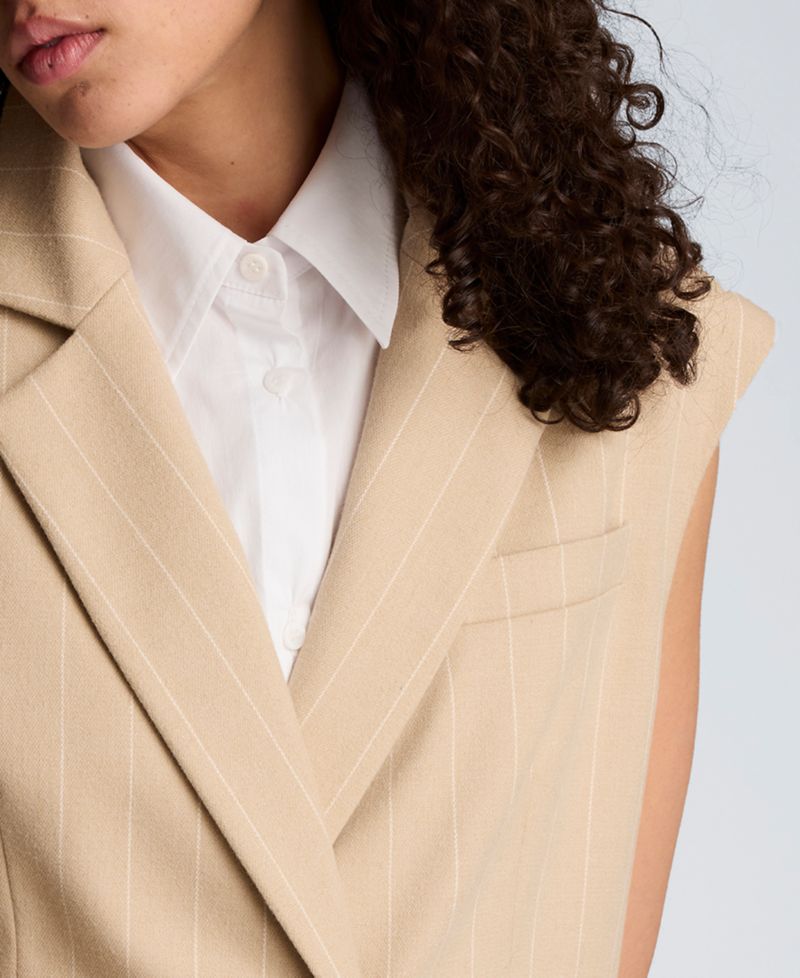 Women's Button-Front Vest Mini Dress with Faux Shirt