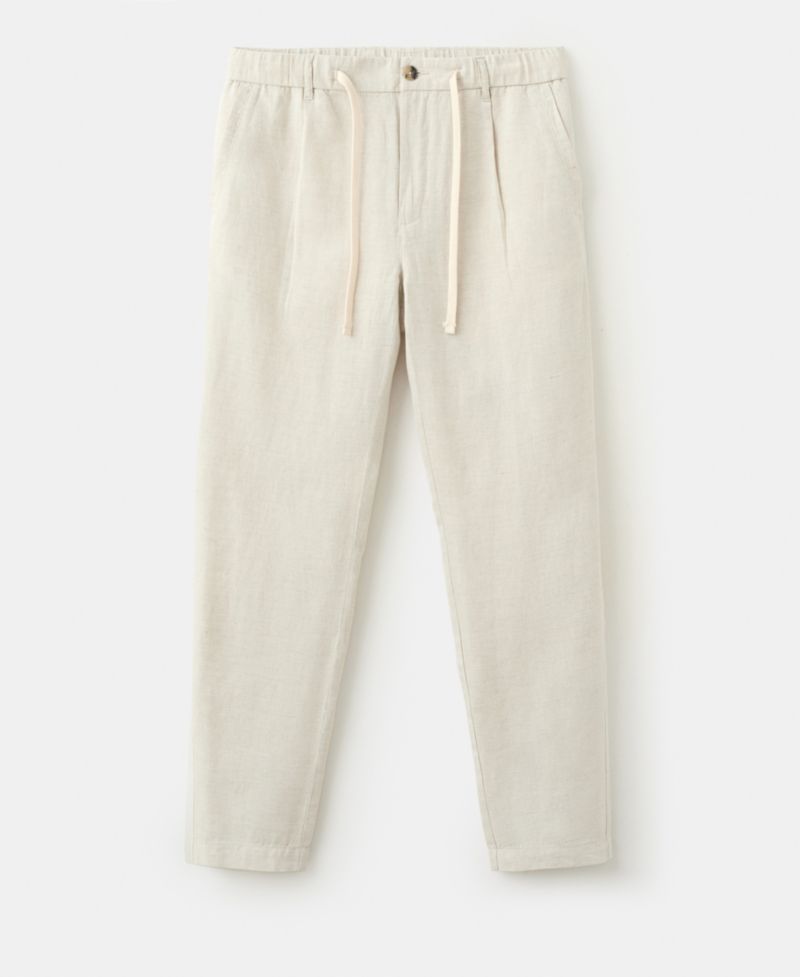 Men's Slim-Fit Cropped Cotton-Linen Pants