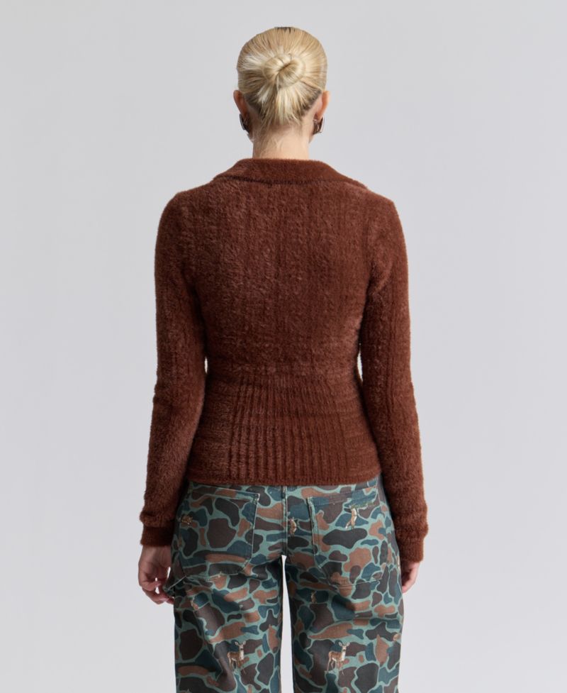 Women's Spread Collar Keyhole Sweater