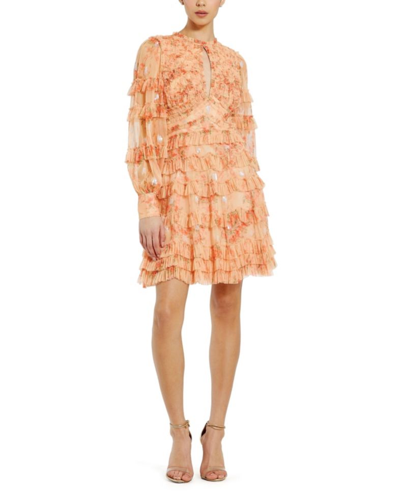 Women's Key Hole Detail Long Sleeve Dress