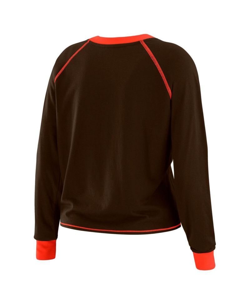 Women's Brown/Orange Cleveland Browns Tie-Front Long Sleeve Top