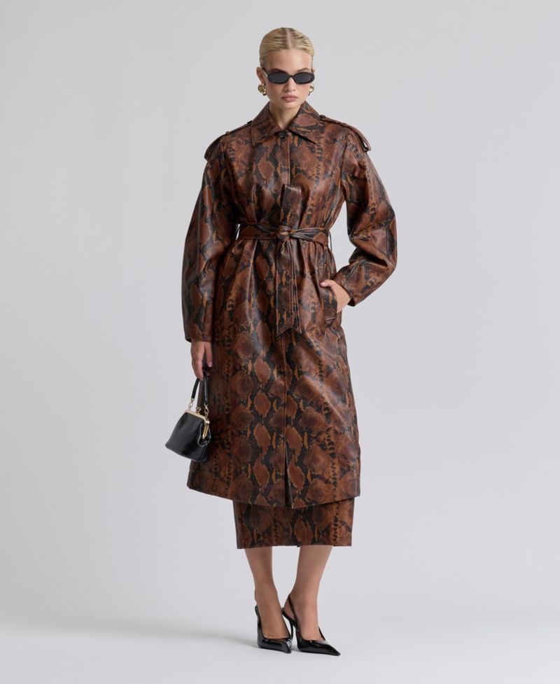 Women's Button-Front Spread Collar Maxi Coat
