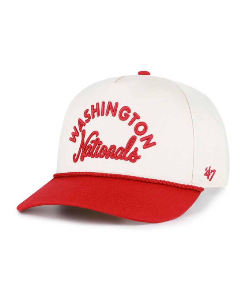 Men's and Women's '47 Natural/Red Washington Nationals Rope Script Hitch Adjustable Hat