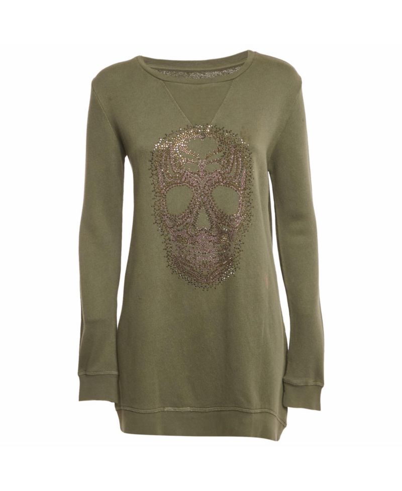 Women's Skull Embellished Cotton Anael Tunic Sweater