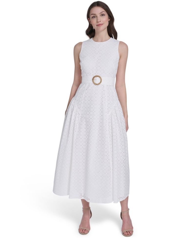 Women's Jewel Neck Midi Dress