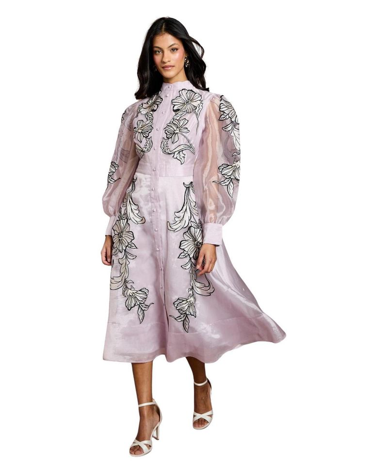 Women's Petite Embroidered Midi Dress