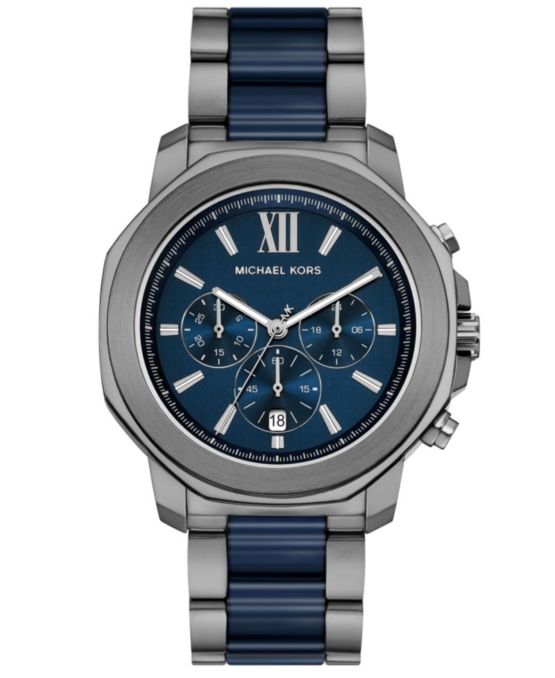 MICHAEL Men's Prescott Chronograph Blue Ceramic and Gunmetal Stainless Steel Watch 44mm