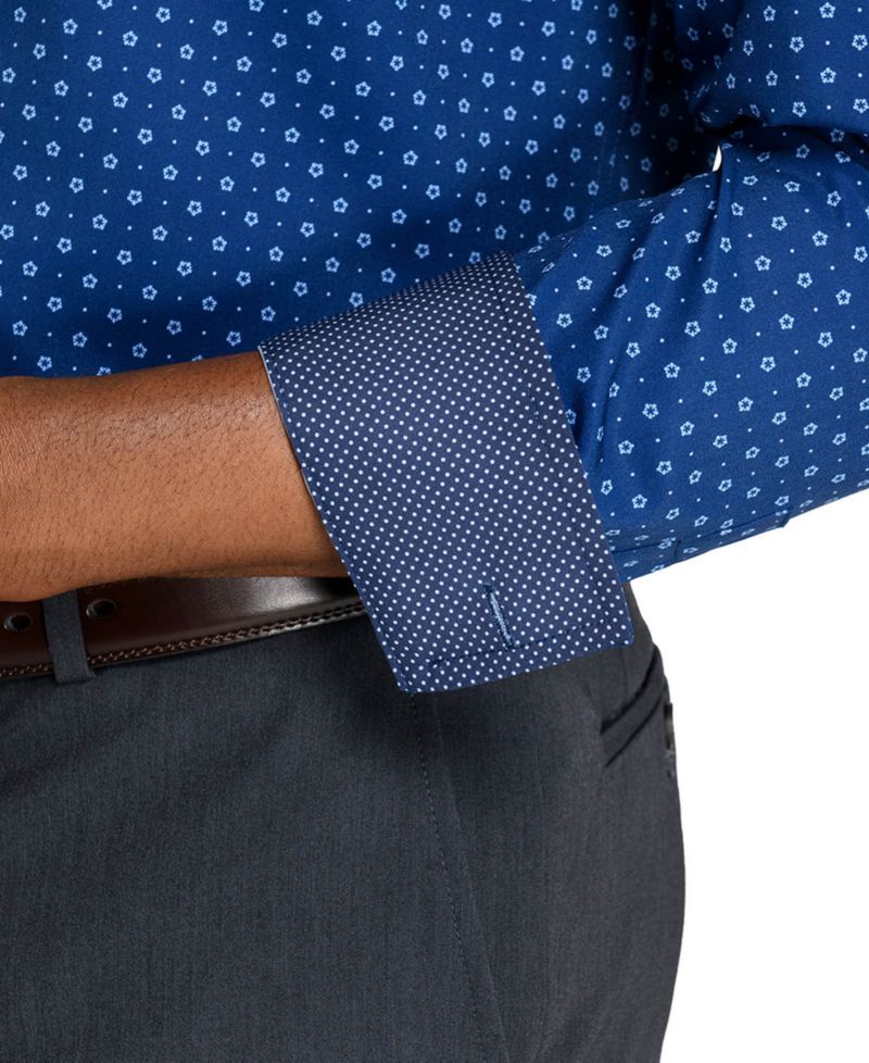 Men's Slim-Fit 4-Way Stretch Floral-Print Dress Shirt