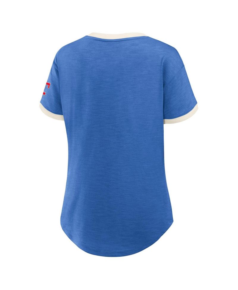 Women's Royal Texas Rangers Relaxed Fit Vintage Play&iquest; Slub V-Neck Fashion Top