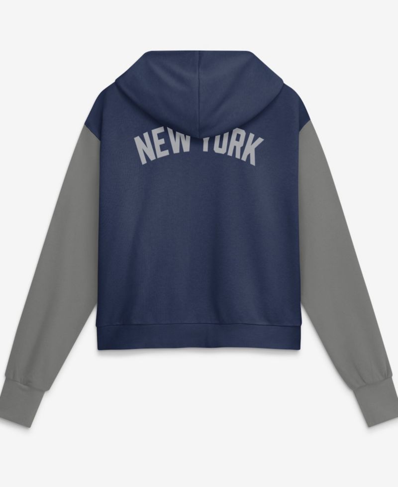 Women's Navy/Gray New York Yankees Cooperstown Collection Cropped Full-Zip Hoodie