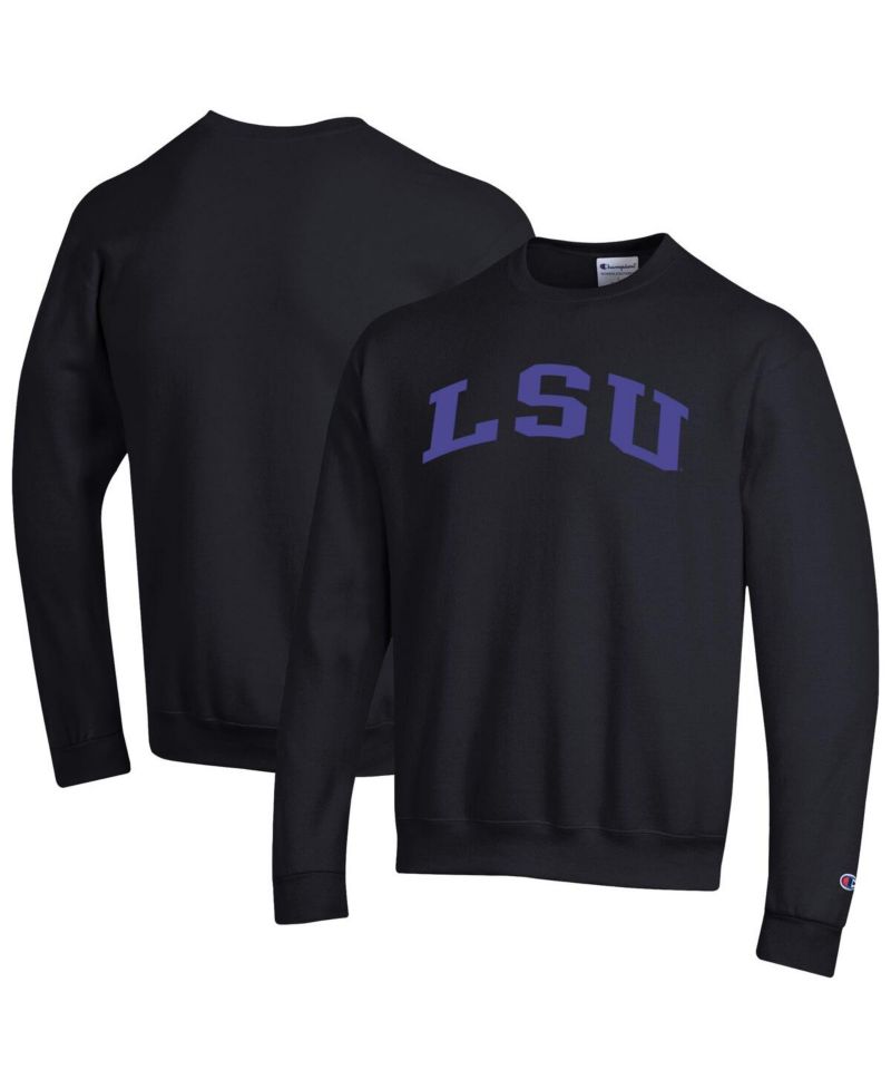 Men's Black LSU Tigers Basic Arch Fleece Pullover Sweatshirt