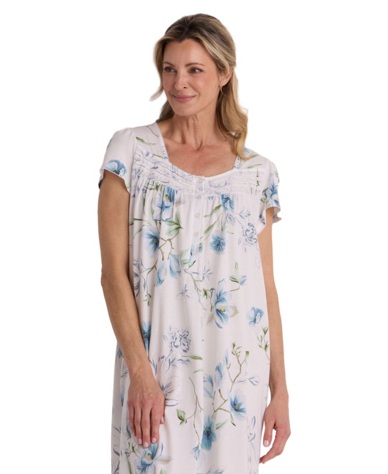 Petite Short-Sleeve Printed Short Gown