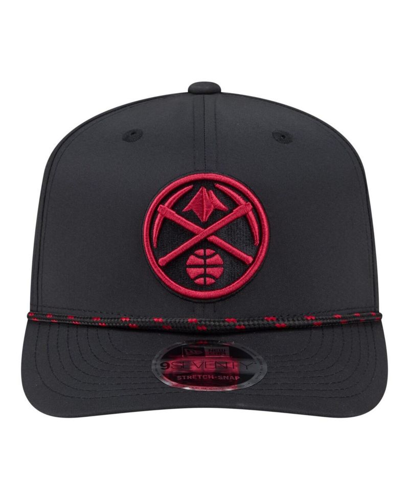 Men's Black Denver Nuggets Sport Rope Vented Stretch-Snap 9SEVENTY Hat