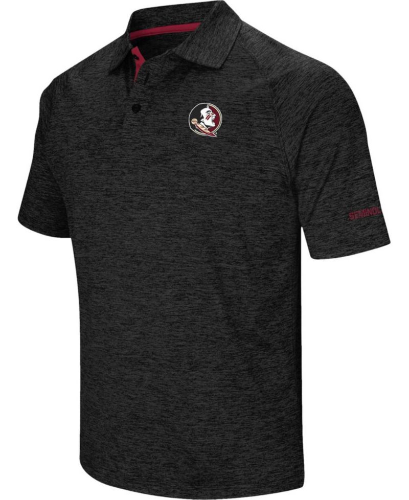Men's Heather Black Florida State Seminoles Down Swing Polo Shirt