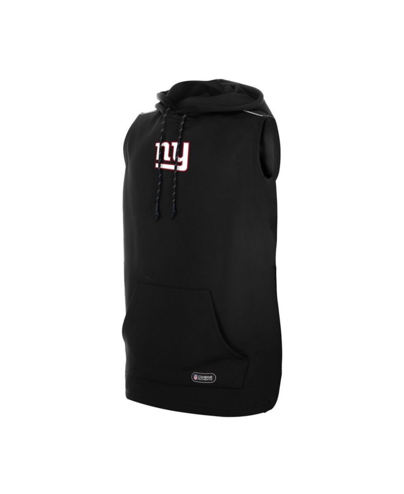 Men's Black New York Giants Combine Authentic Sleeveless Hoodie