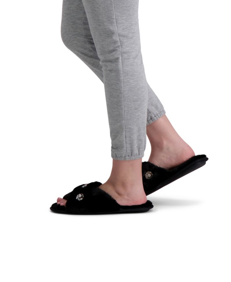 Women's Embellished Cross Band Slide Slippers