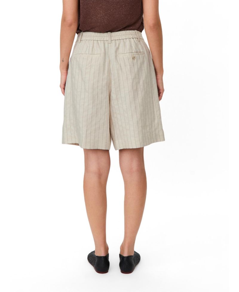 Women's Mapauletta Pinstripe Linen-Blend Pleated Shorts, 26" Inseam