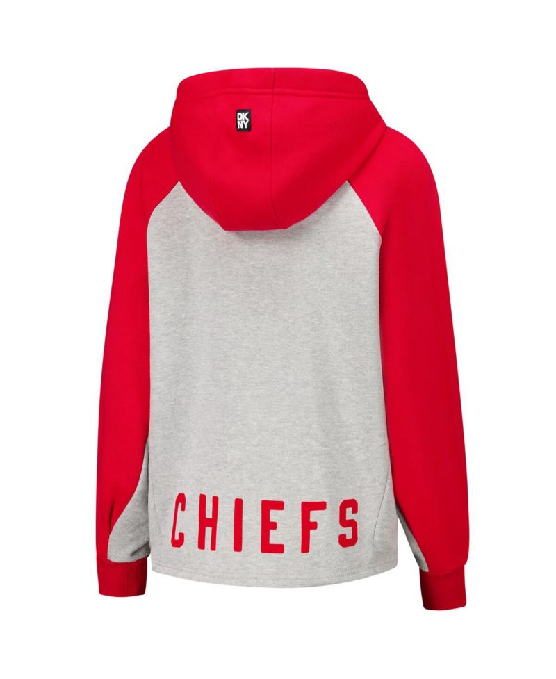 Women's Gray/Red Kansas City Chiefs Joy Cropped Raglan Pullover Hoodie
