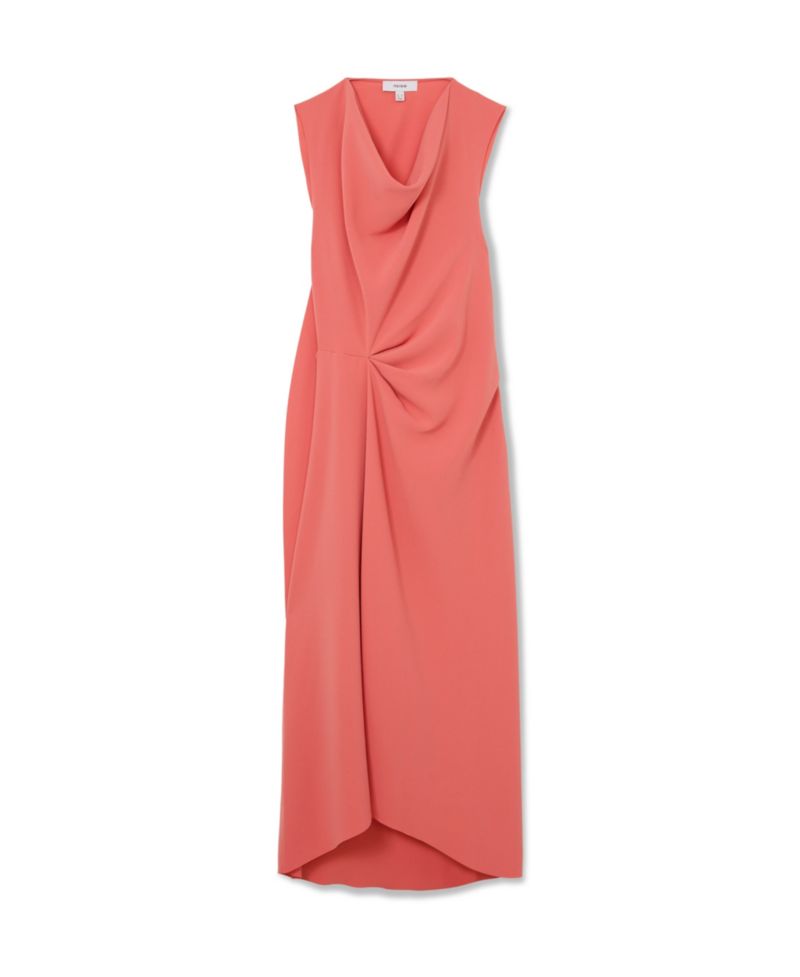 Women's Dorota Cowl-Neck Asymmetrical Draping Midi Dress