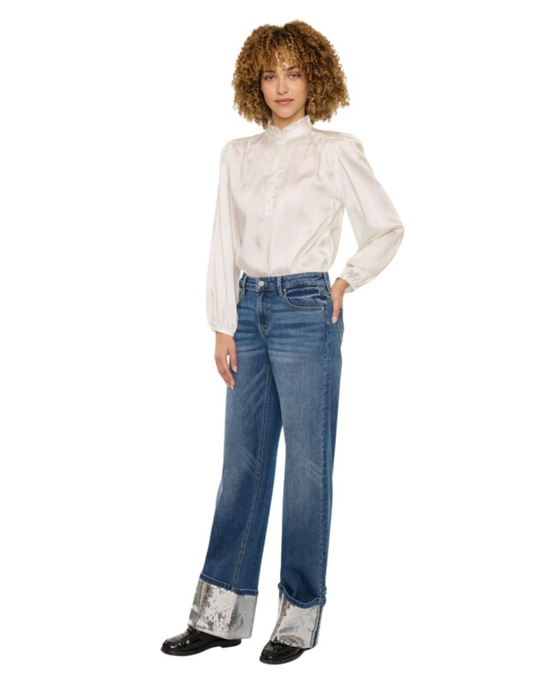 Women's USA Juniors' Mid-Rise Wide-Leg Jeans