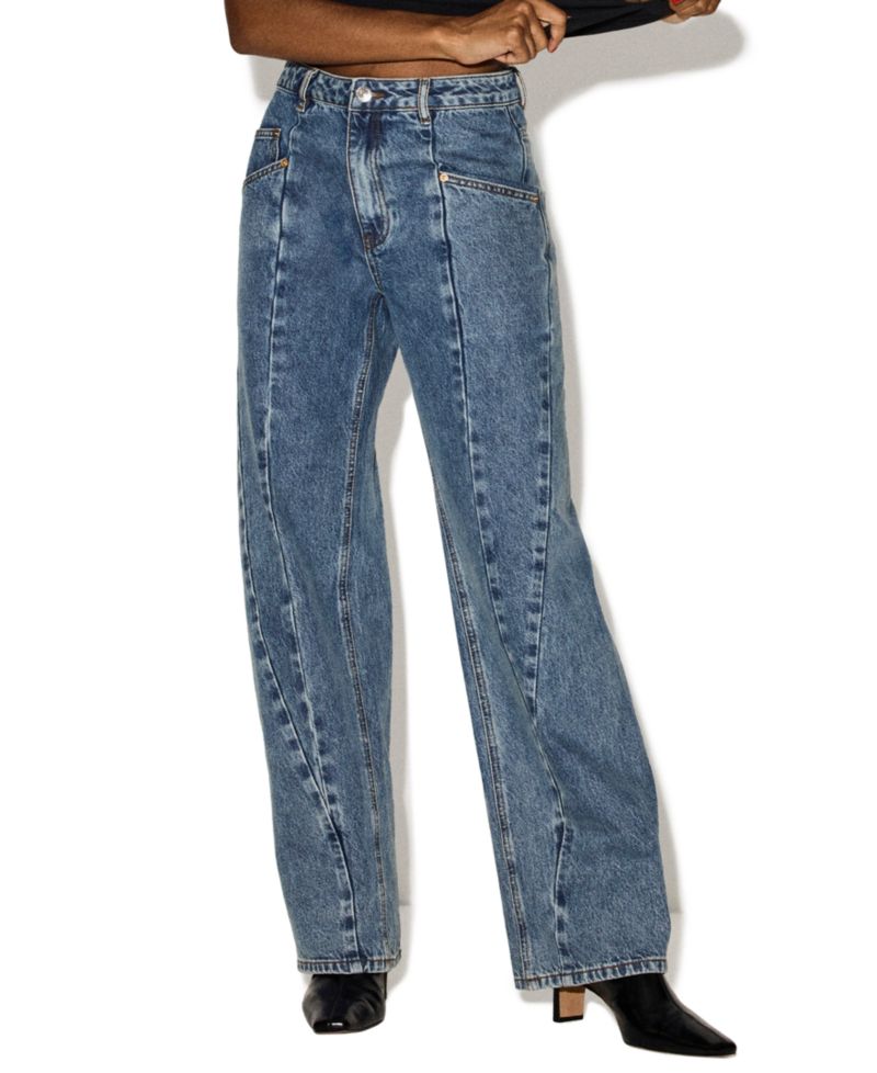 Women's Seamed Sydnee High-Rise Relaxed-Fit Twisted-Seam Detail Jeans