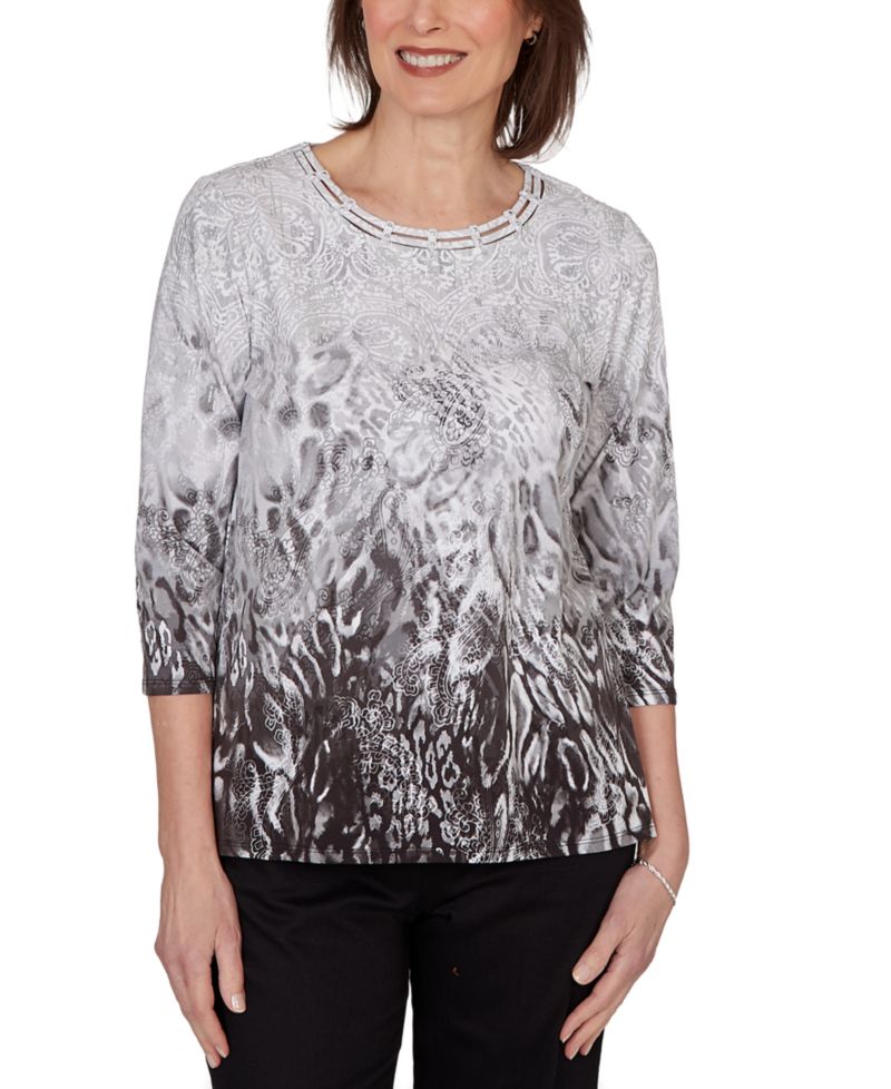 Petite Mono Ombre Animal Print Top