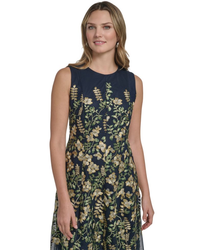 Women's Sleeveless Waist Tie Midi Dress