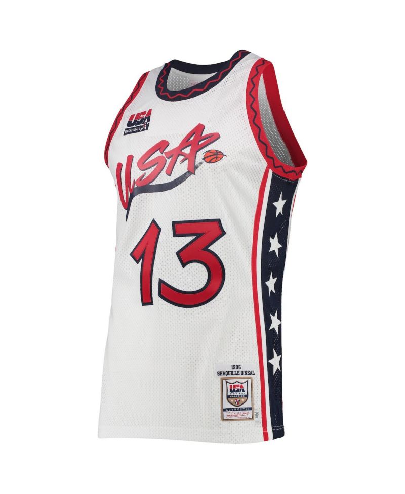 Men's Shaquille O'Neal White USA Basketball 1996 Hardwood Classics Authentic Jersey