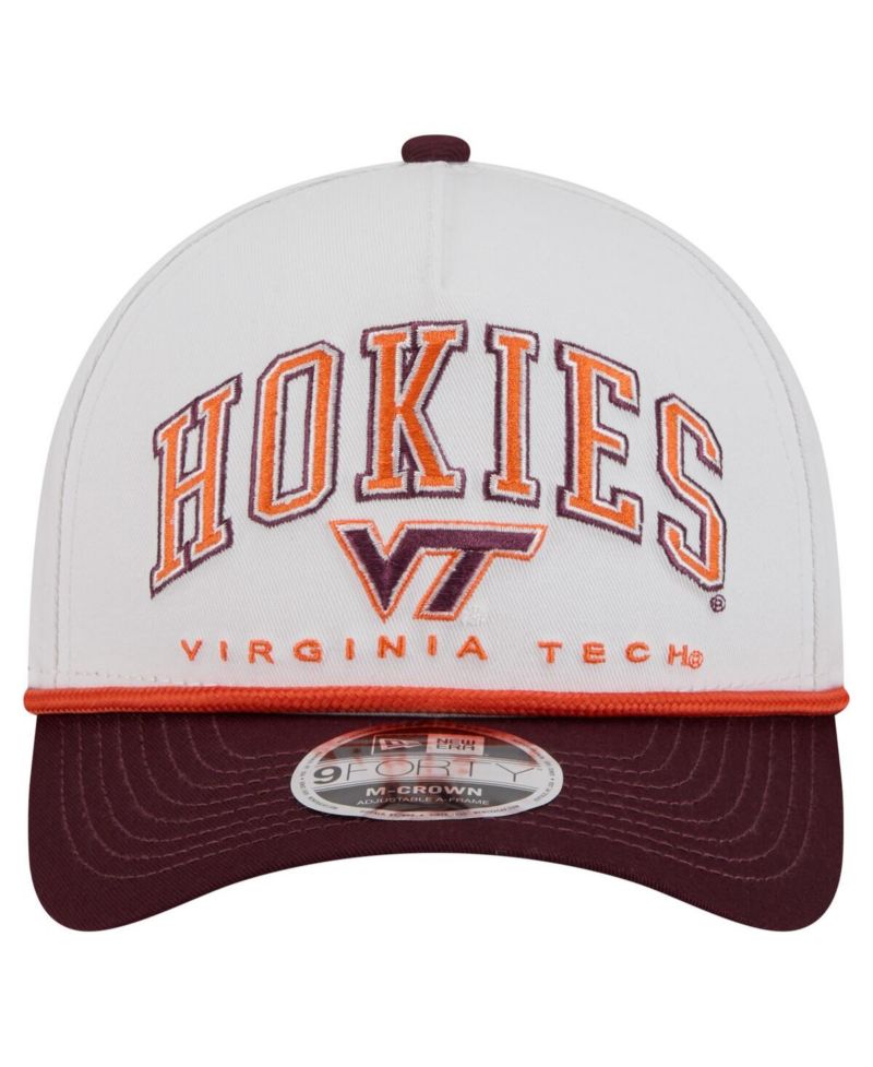 Men's White/Maroon Virginia Tech Hokies Arch Two-Tone Rope 9FORTY A-Frame M-Crown Adjustable Hat