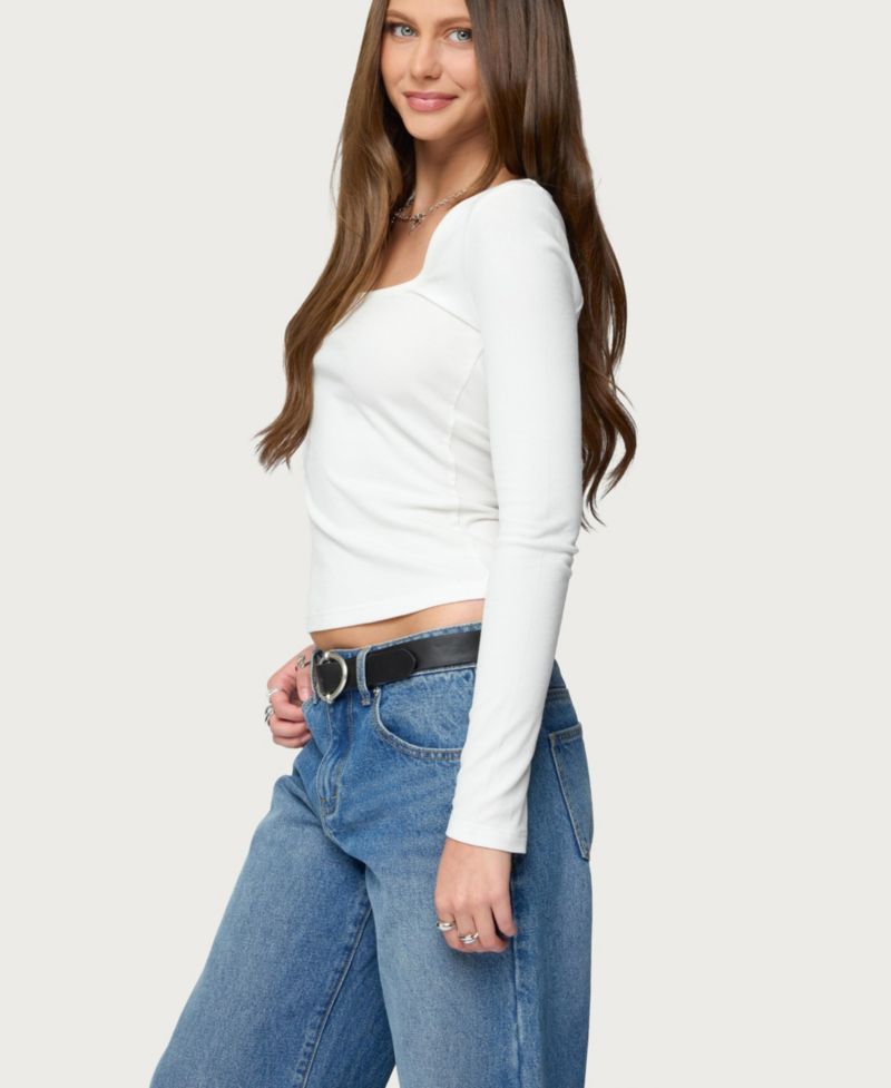 Women's Zandra Square Neck Ribbed Top