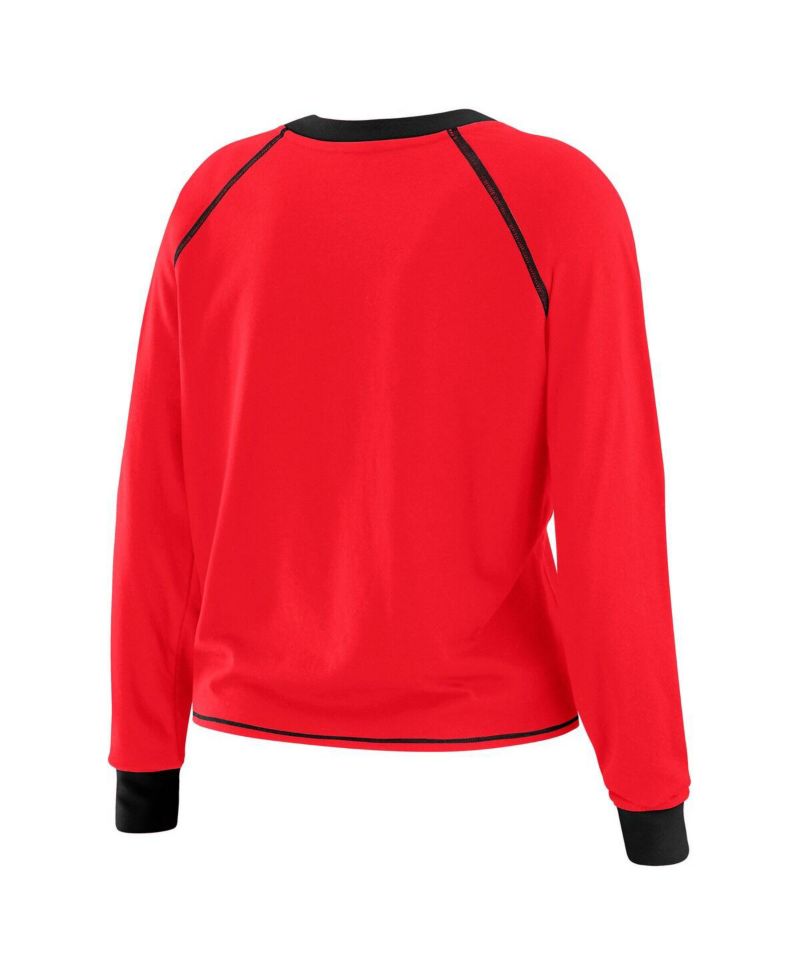 Women's Scarlet/Black San Francisco 49ers Tie-Front Long Sleeve Top