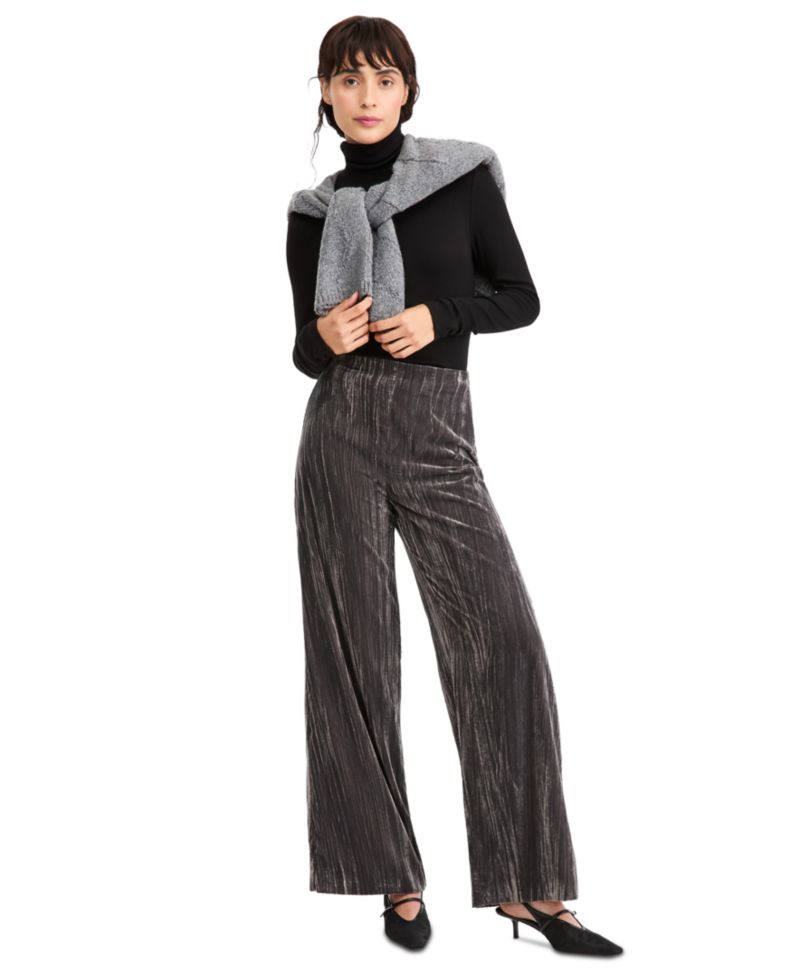 Women's Emmcrisma Crackle Velvet Wide-Leg Pants
