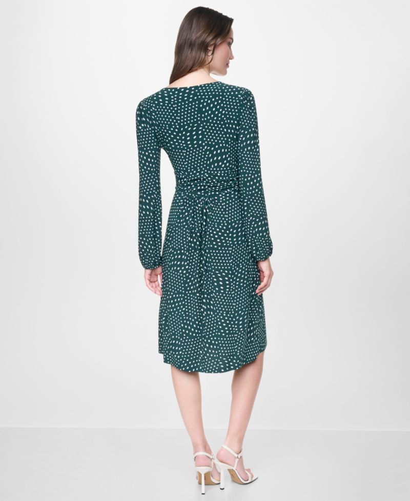 Women's Long-Sleeve Wrap Fit & Flare Dress