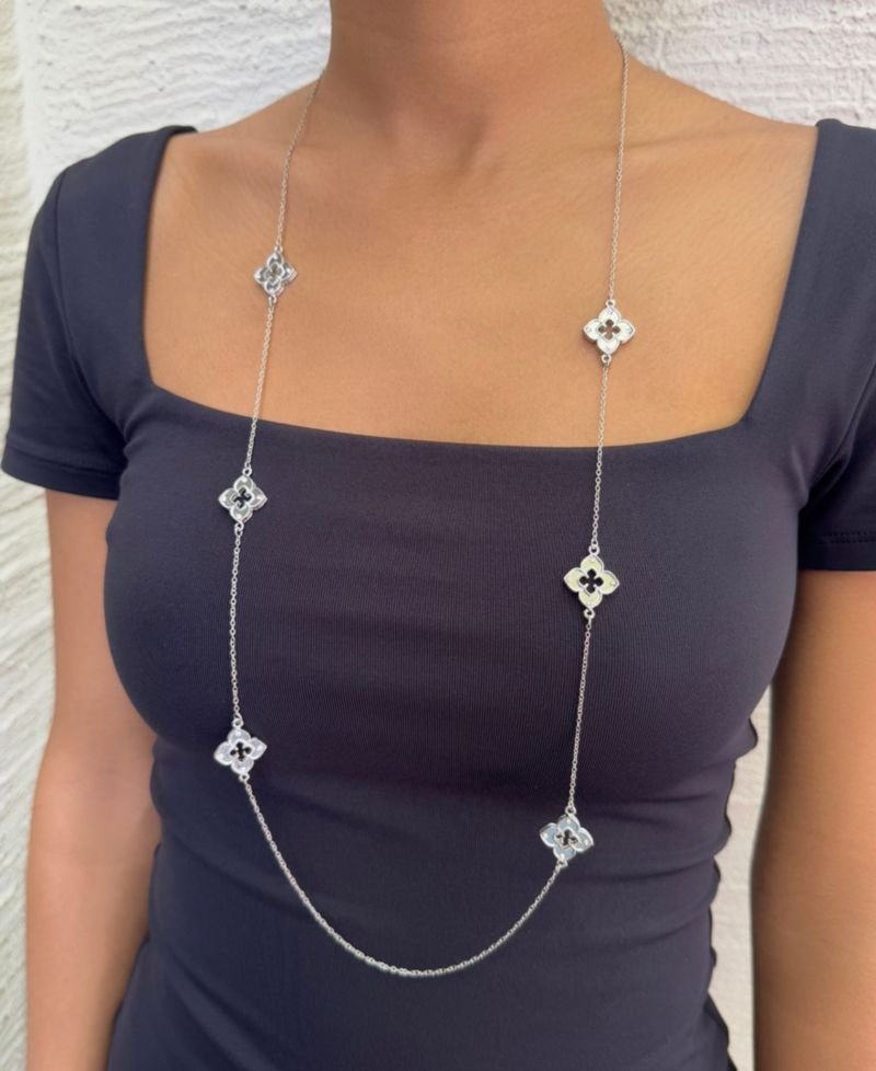 Silver 36" Clover Station Necklace