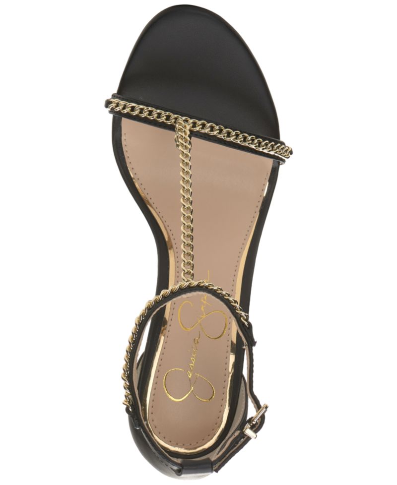 Women's Qiven T-Strap Chain Heeled Dress Sandals