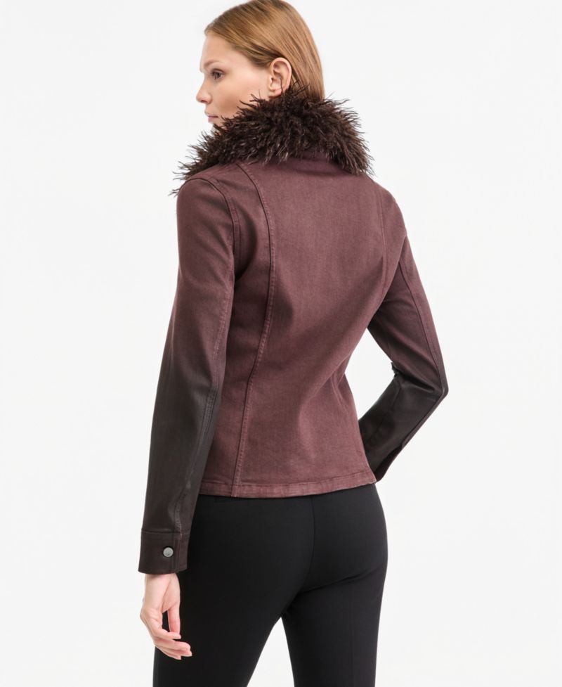 Women's Katherine Denim Removable Faux-Fur Collar Jacket, Macy's Exclusive