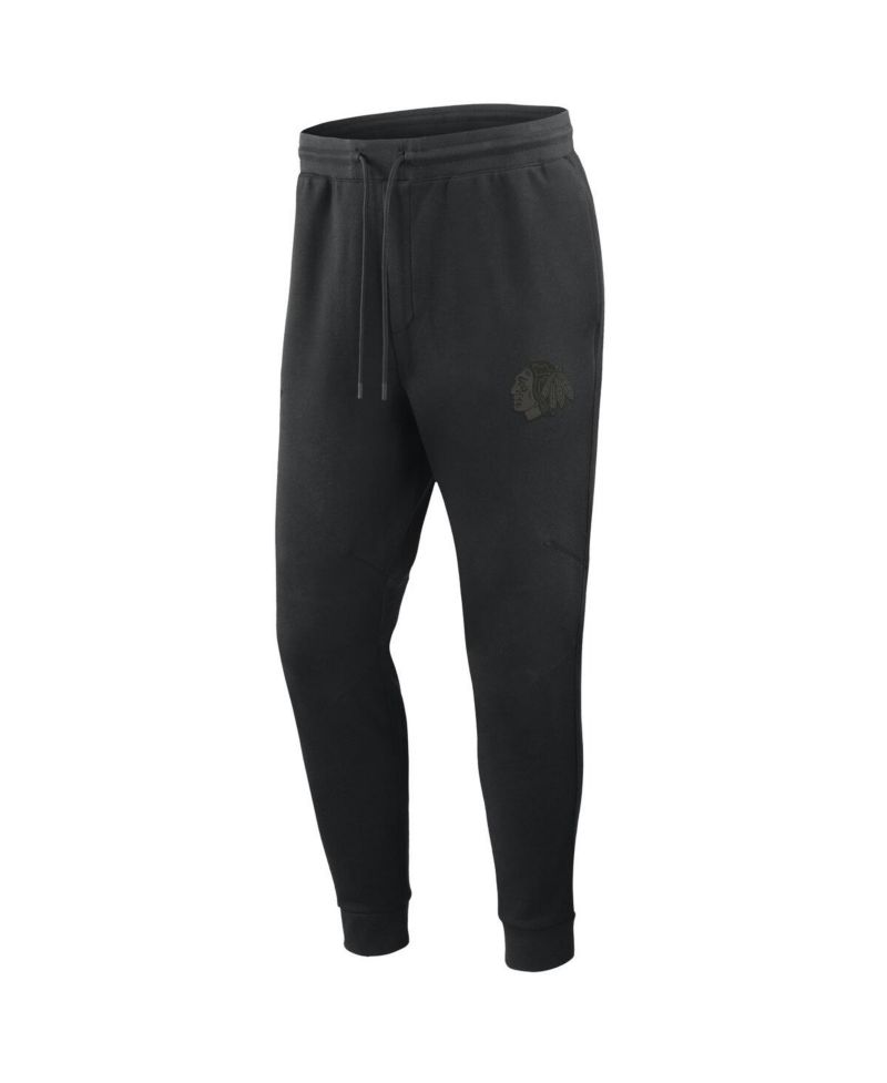 Men's Black Chicago Blackhawks Authentic Pro Road Tri-Blend Joggers