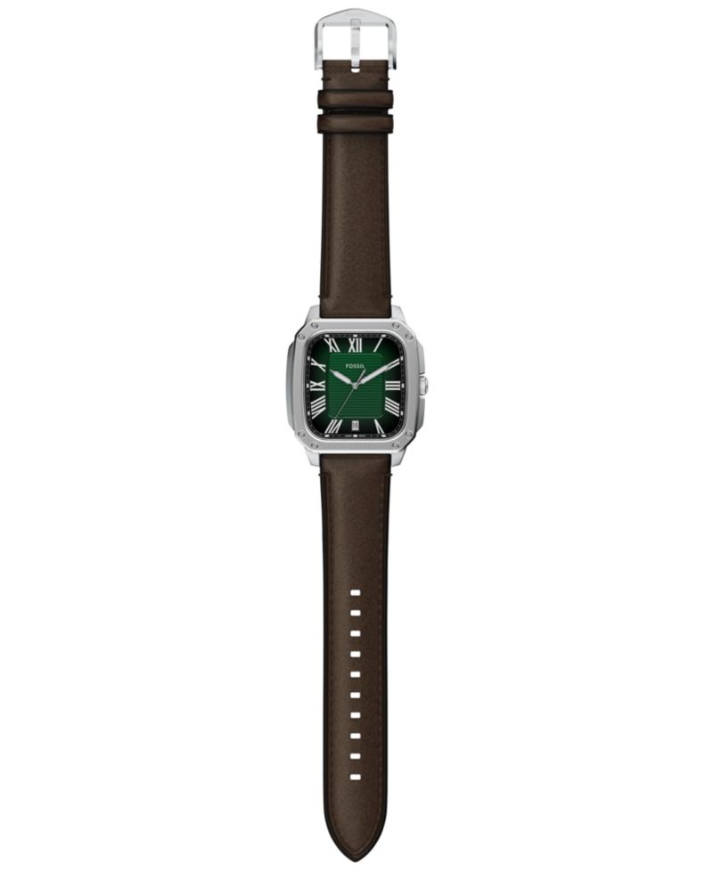 Men's Crosby Three-Hand Brown Leather Watch, 42mm