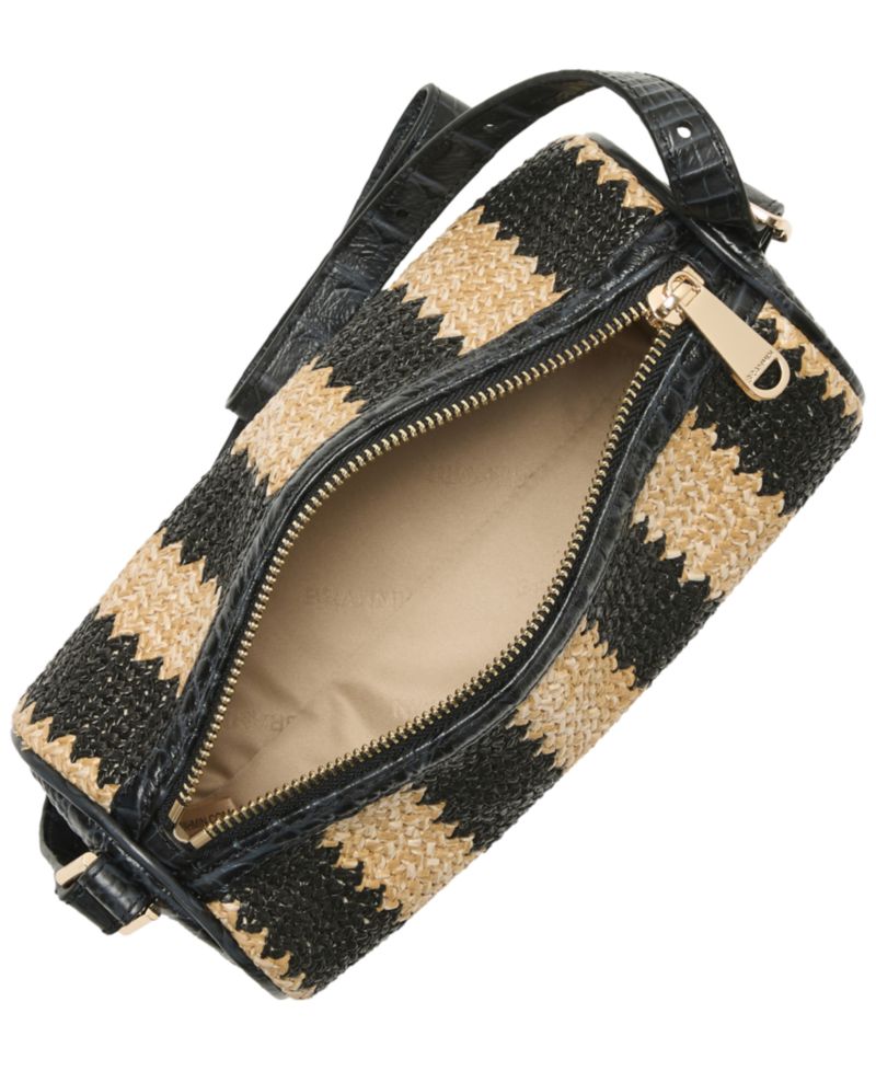 Billie Small Leather and Straw Slim Shoulder Barrel Bag
