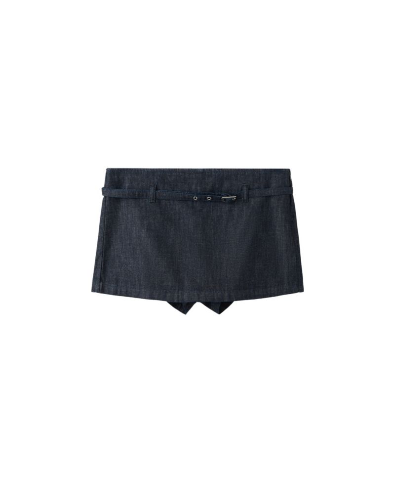 Women's Low-Rise Wide-Leg Denim Skort, 2" Inseam