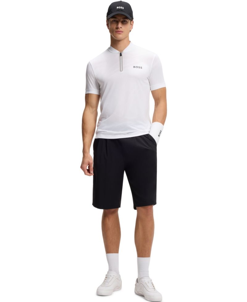 BOSS by Men's Moisture Management Zip-Neck Slim-Fit Polo Shirt