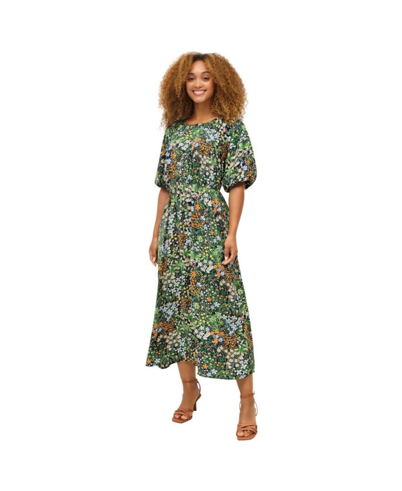 Women's Satin Keyhole Empire Midi Dress
