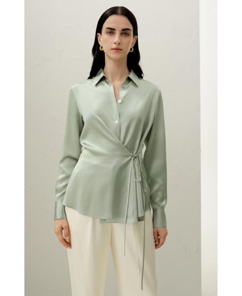 Women's Convertible Silk Charmeuse Shirt