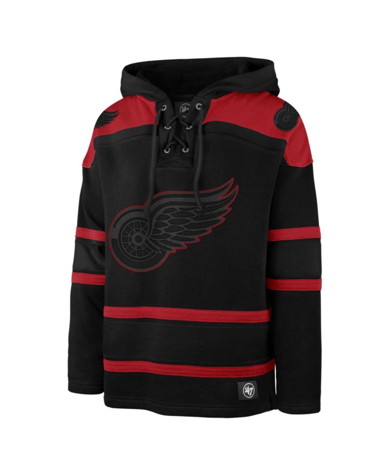 Men's '47 Black Detroit Red Wings Fall Color Pop Lacer Hoodie
